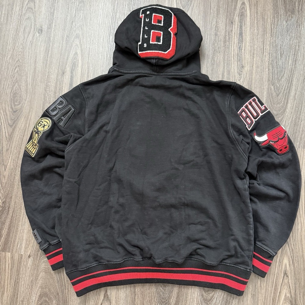 Pro Standard Chicago Bulls 6x Champions Black Mash Up Hoodie 2XL Heavy Thick - Picture 4 of 12